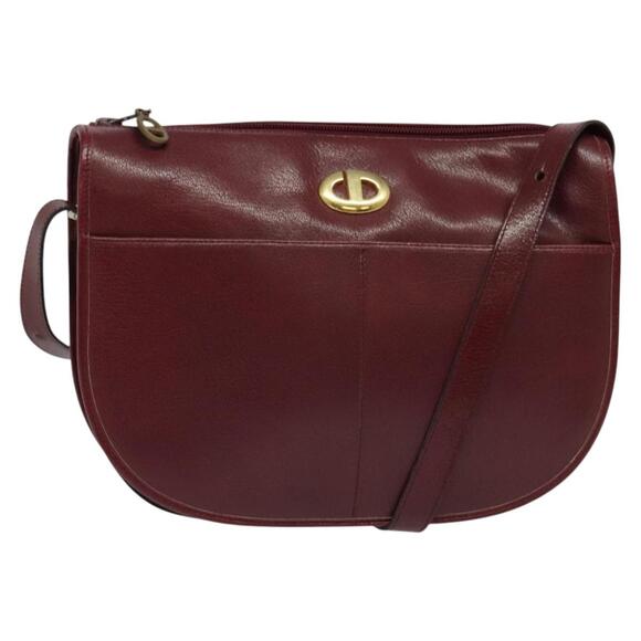 DIOR Shoulder Bag Leather Bordeaux Gold - Picture 1 of 12